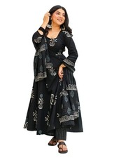 Women Rayon Printed Anarkali Kurta and Pant with Dupatta Set