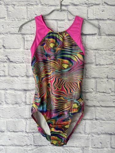 GK Gymnastics Leotard Colorful Child’s M/L Pink Multicolor Slender Large