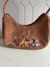 Disney Winnie the Pooh Tigger Eeyore Piglet Embroidered Tan Shoulder Bag NWT