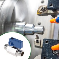 Pipe Fittings 1/4"Male Blue handle ball valve polished double outer 1.73" 1 Pc