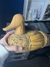 Vintage Hand Carved Wood Duck Figurine Rustic Cabincore Lodge Decor