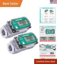 2 PCS 1 Inch Digital Fuel Flow Meter - 2.6-26 GPM, Accurate Liquid Measurement