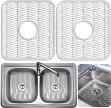 2 Sink Protectors for Kitchen Sink, Plastic 12" X 11" Dish Rack, Protect Sink fr
