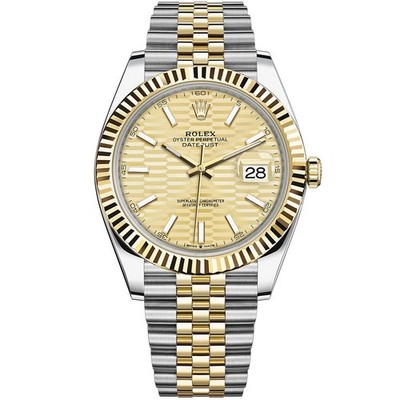 Rolex Datejust 41 Steel & Gold 126333 Wristwatch - Golden Fluted Motif, Jubilee