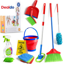 Kids Cleaning Set 12 Piece - Toy Cleaning Set Includes Broom, Mop, Brush, Dust P