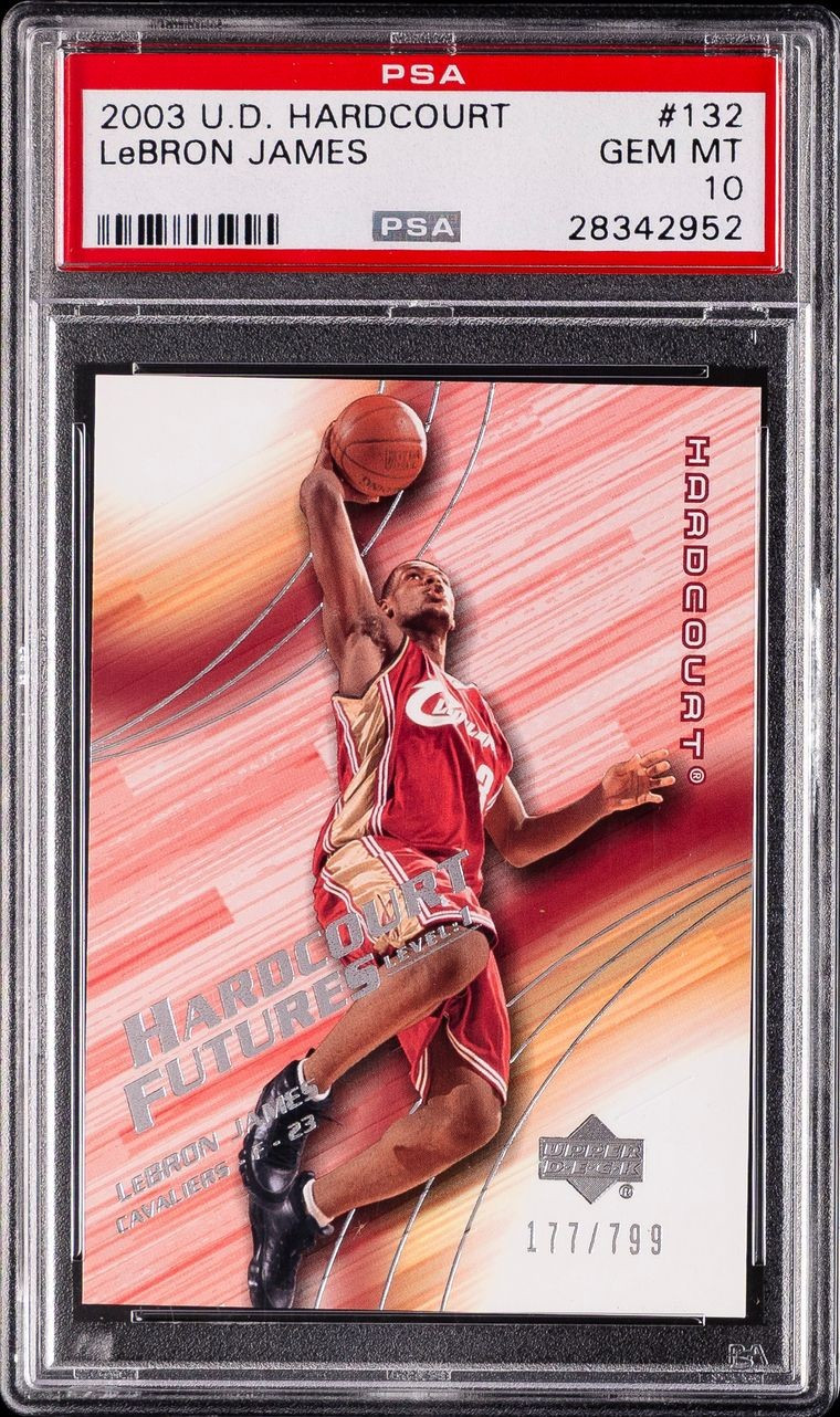 LEBRON JAMES 2003 UPPER DECK HARDCOURT #132 /799 PSA 10 ROOKIE