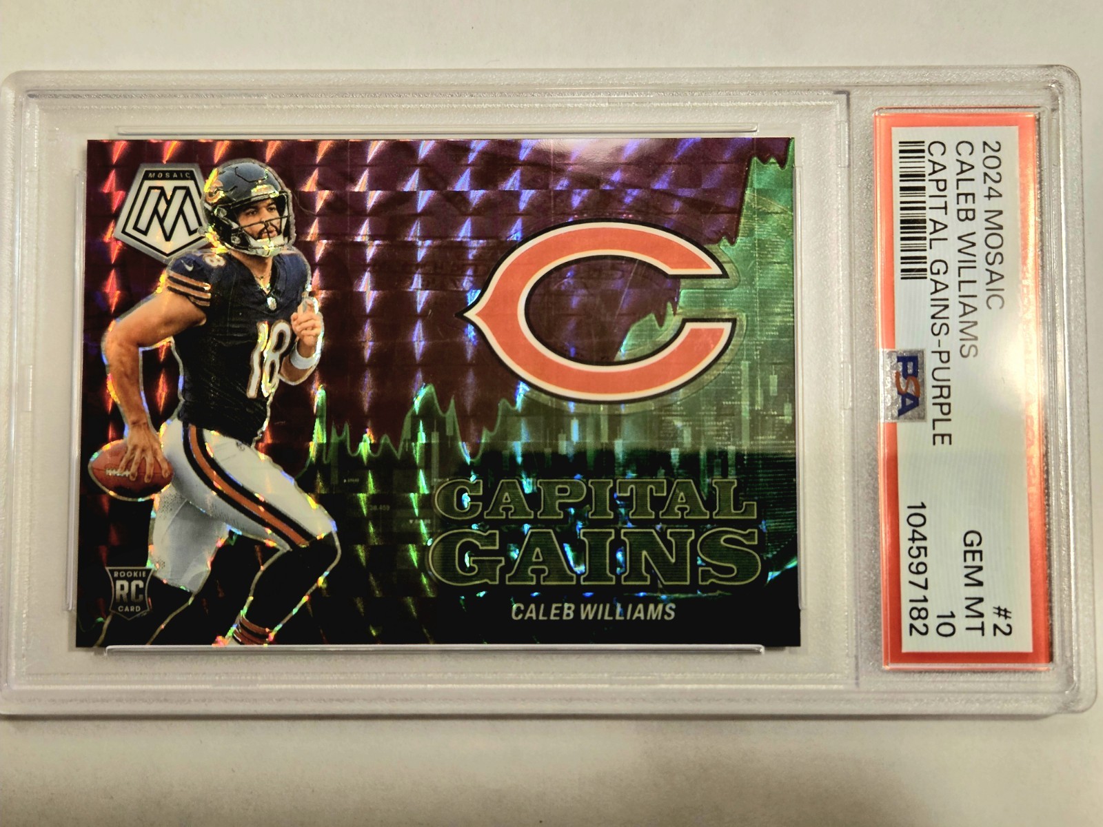 Caleb Williams Panini Mosaic Capital Gains #2 Purple