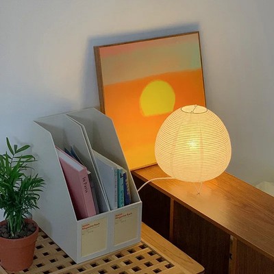 Japanese Style Rice Paper Table Lamp Wabi Sabi Japandi Stand Light Bedroom