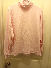 Cross Creek Pink Turtle Mock Neck Long Sleeve Size XL Made In USA