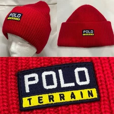Polo Ralph Lauren Terrain Beanie Hat Clothing Company Brand Logo Toque Red Cap