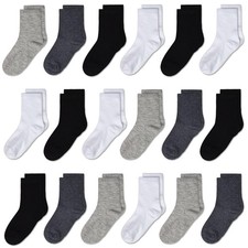 Kids' Socks 18-Pair Pack - 1-2T, 7 Black 5 dark Grey 4 white 5 light Grey 4
