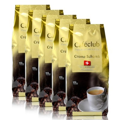 5x Cafeclub Supercreme Schweizer Schümli Kaffeebohnen 1 Kg Für Kaffeevollautomat