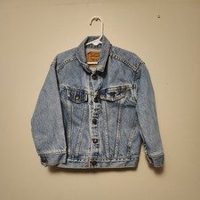 Vintage Little Levis Orange Tab Denim Trucker Jean Jacket Size 7 USA MADE