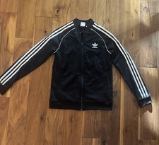 Adidas Jacket YOUTH Large 14-16, Black Originals, Zip jacket white stripes