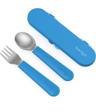 Bentgo Kids Stainless Steel Utensil Set Fork, Spoon  Storage Case BLUE