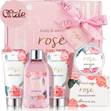 Spa Gift Set for Women - Luxurious 5 Pcs Bath and Body Box, Rose Scent, Includes