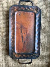 JAN BARBOGLIO Hand Made Iron 18" RECTANGLE Tray w/LEGS iron Metal Retired HAMMER