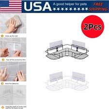 Punch-Free Triangle Corner Shelf 2Pcs Storage Rack for Bathroom Kitchen, Black
