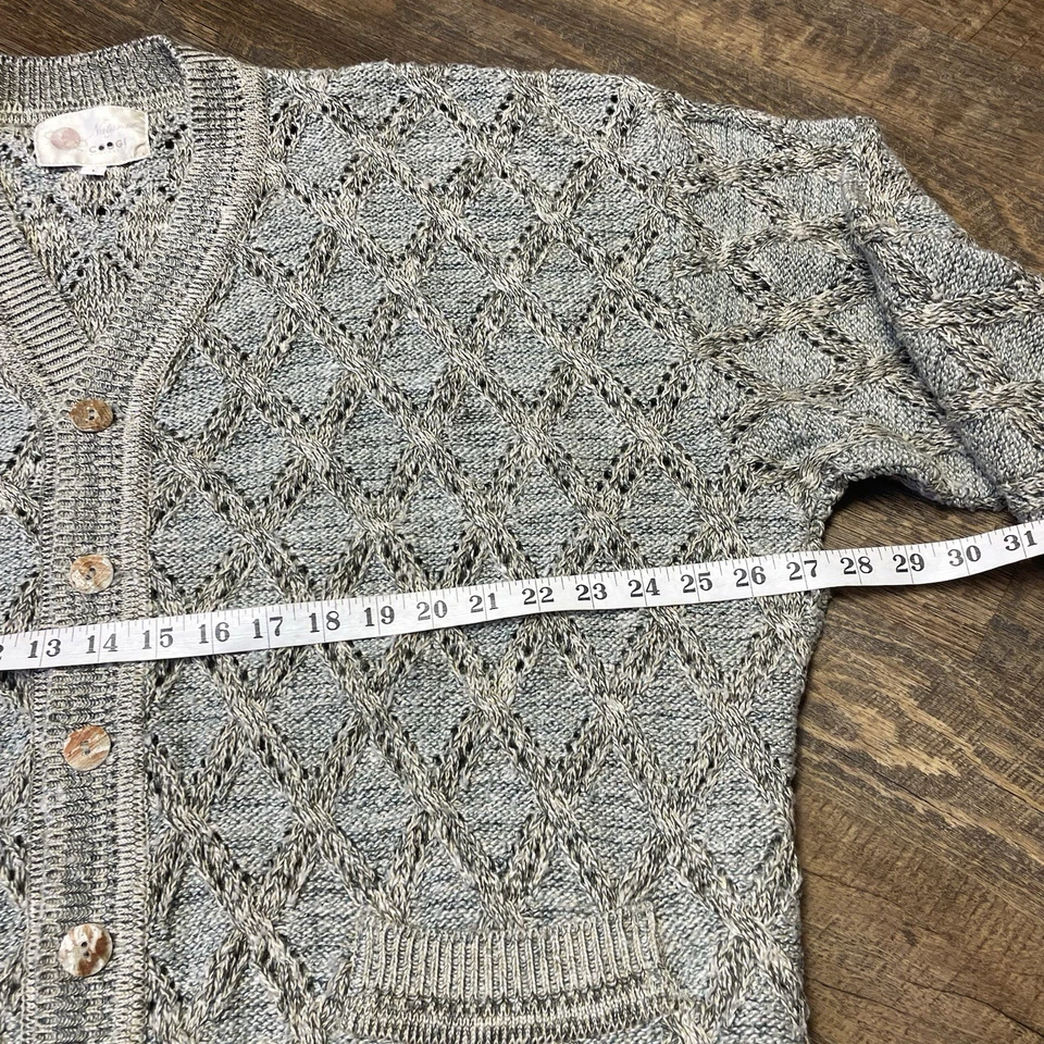 VTG Naturals By COOGI Australia Earth Tone 3D Knit Sweater Linen Cotton Cardigan - Image 4 of 4