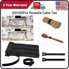 Cable Straps Wire Cord Hook Loop Ties Reusable Fastening Organizer Laptop LOT