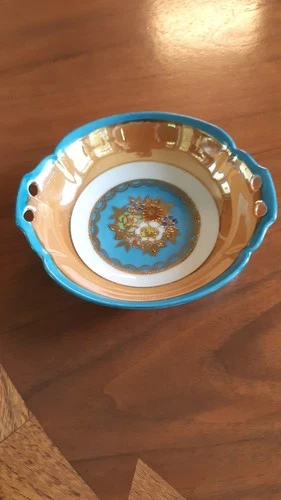 NORITAKE Komaru Art Deco Copper Luster Gilt Bowl W Japanese Characters Mark