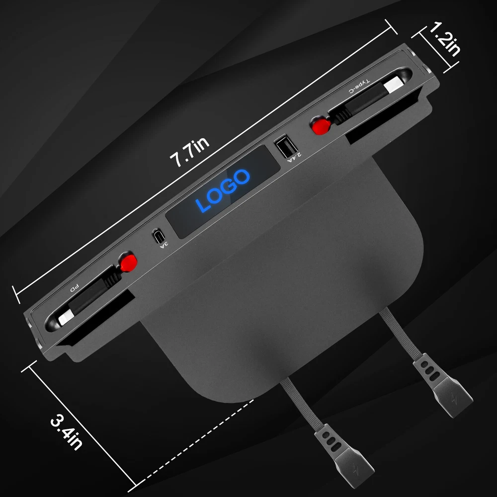 For Model 3Y Tesla USB Hub, Docking Station with Retractable Fast Charging Cable