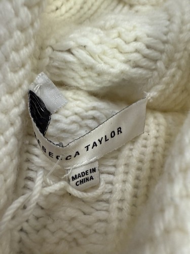 REBECCA TAYLOR Bauble Turtleneck Merino Wool Blend Sweater Beige Pullover L NEW - Picture 5 of 11