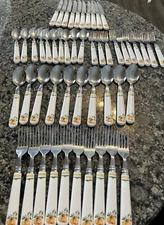Vintage Gibson Housewares Antique Pear Silverware Flatware 50 Pieces