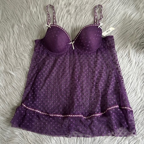 Simple Pleasures Lingerie Slip Womens Size Medium Purple Sheer Lightly Lined