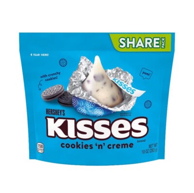   New Exclusive Hershey Kisses Cookies N Creme Chocolate Vanilla Creme 10oz
