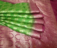 BVH WEARABLE PURE SILK Vintage Sari 5yds 21MAY87 X01 E798 Magenta Henna ABCKB