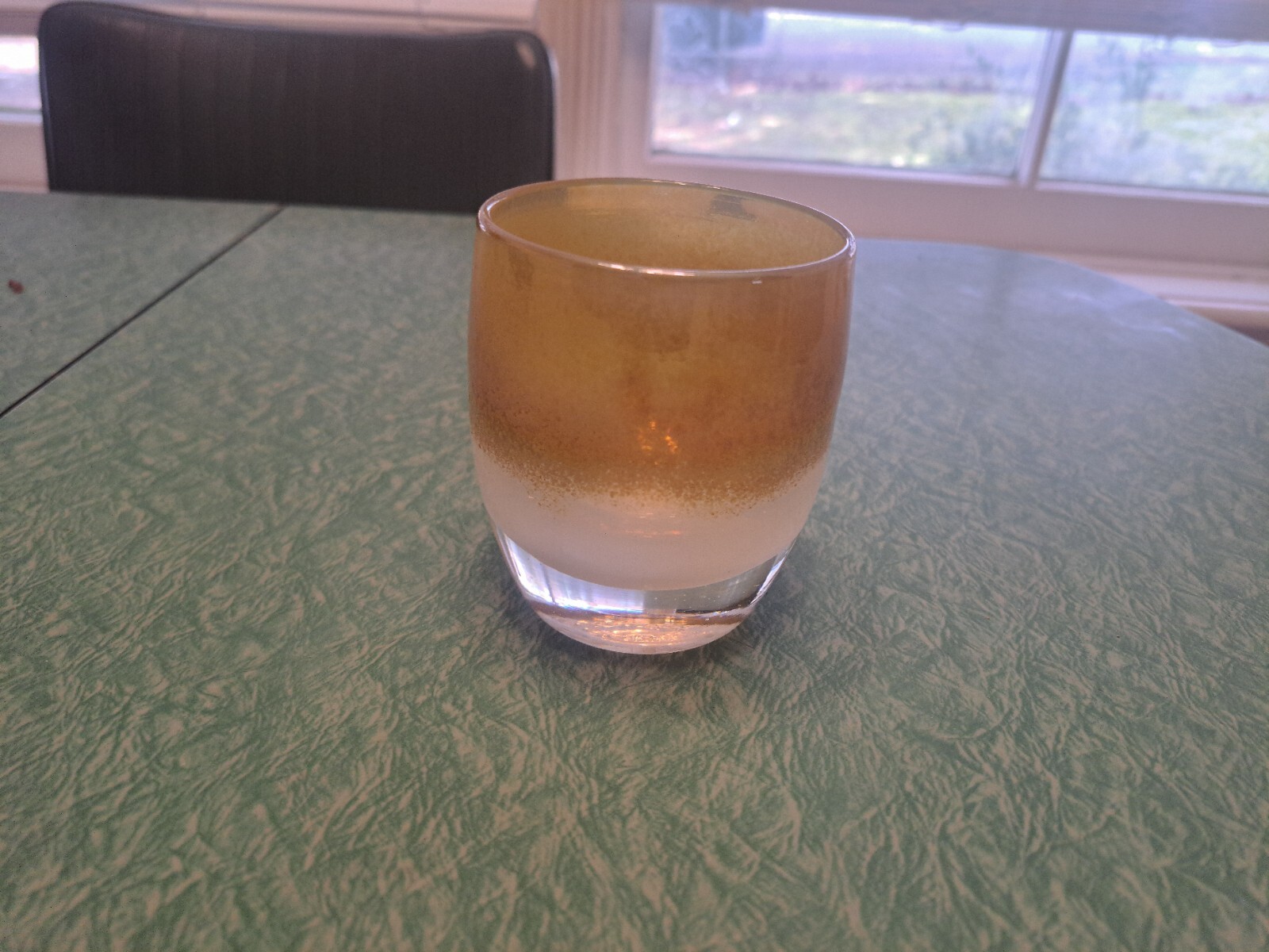 Glassybaby Grace Gold & White  Glass Votive Candle Holder Pre Triskelon 