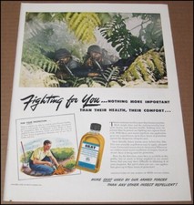 1943 Skat Insect Repellent WWII Print Ad Advertisement Vintage Roblee Shoes WW2