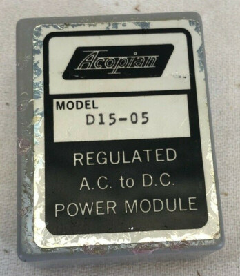 Acopian Electronic Power Supply Module D15-05 Regulated AC to DC 