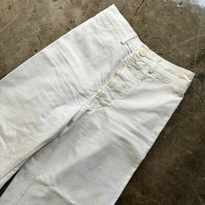 Jesse Kamm Natural White Cotton Canvas Wide Leg Sailor Paints Sz 2