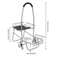 Portable Folding Wheeled Art Chair Cart Rolling Big Chair Cart With Storage NEW