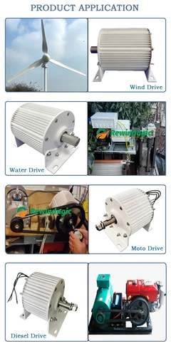 3000W 48V 220V 380V 3-Phase Permanent Magnet Wind Generator Gearless Alternator - Foto 22 di 22