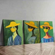 3pcs Abstract Women Colorful Modern Perfect Wall Art Canvas Framed 50x70cm