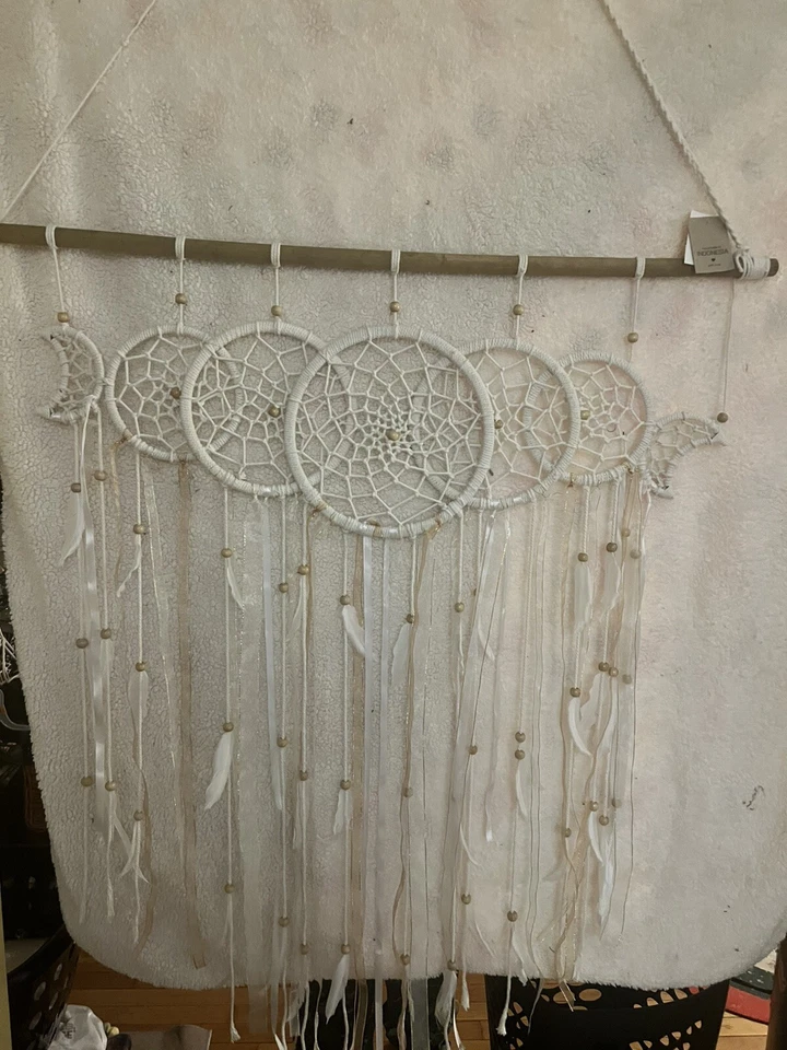 Large Dreamcatcher, Beige With Beads & Feathers, New w/tags, Handmade - Изображение 2 из 4