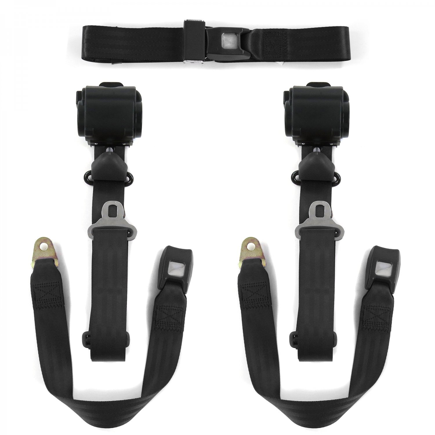 66 - 1967 Standard 3pt BK Retractable Bench Seat Belt Kit - 3 Belts