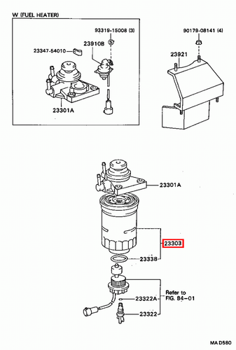 Genuine Toyota LandCruiser 80 Series HZJ 1HZ 4.2 Diesel Fuel Filter - Picture 12 of 20