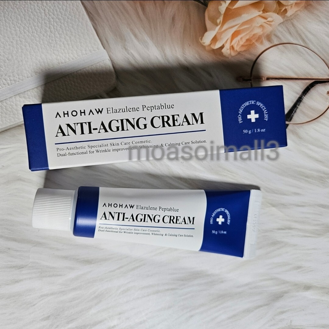 AHOHAW Elazulene Peptablue Calming Ampoule 50ml & Anti Aging Cream