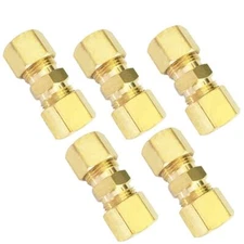 Brass Compression Tube Fitting Union 1/4 OD x 1/4 OD 5pcs