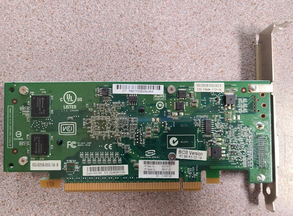 HP NVIDIA Quadro NVS 290 (454319-001) 256 MB DDR2 SDRAM PCI