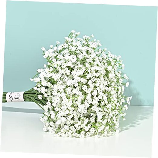 Babys Breath Artificial Flowers, 6Pcs Fake Babys Breath Flowers 6 Pcs White