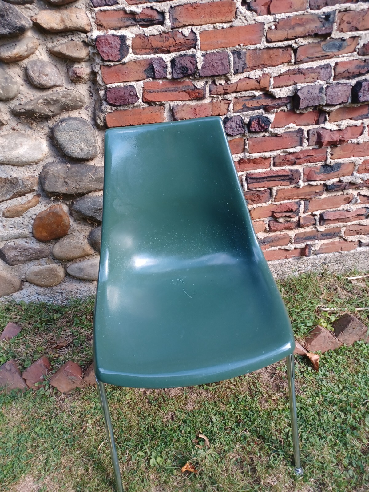 Vintage MCM Krueger Eames  Fiberglass Dark Green Chair