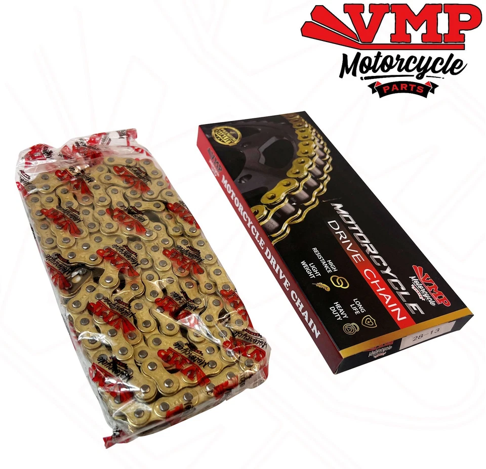 Cadena de transmisión VMP dorada de alta resistencia 428 x 128 para Honda CBR125 R-B, C, D, E, F, G, H 11-17 Foto 4 de 4