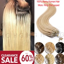 16-22 inch Micro Ring Bead Loop Remy Human Hair Extensions 1g/s Full Head 300S