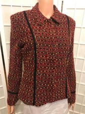 NEW Women's Sag Harbor 8 Red Rust Thick Tweed Zip Up Blazer