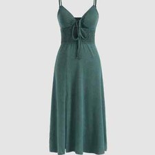 NWT CIDER SHIRRED TIE FRONT MIDI DRESS